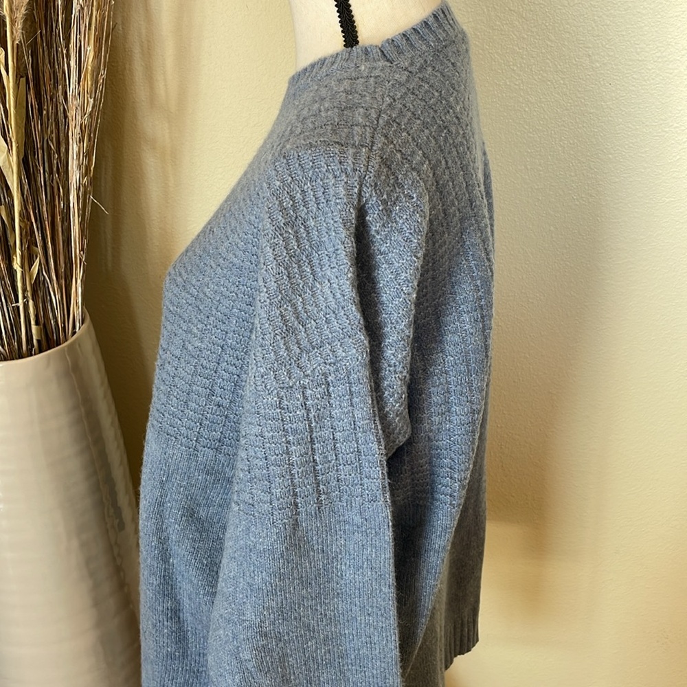 Sundance Chunky Knit Wool Blend Fisherman Oversized Blue Sweater Size Large - Picture 5 of 9